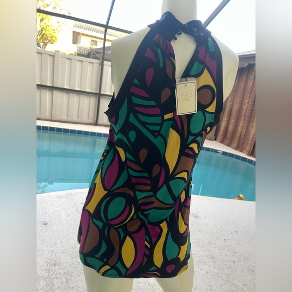 Psychedelics Jonathan Martin Black and Multicolor Scarf tunic size S NWT - Picture 8 of 15